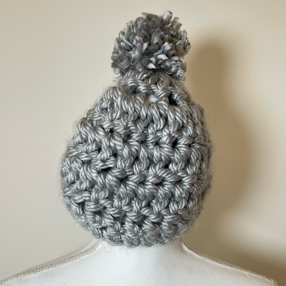 Hand-Crocheted Thick Yarn Beanie — Steel Light Gray‎ ❄️🩶
